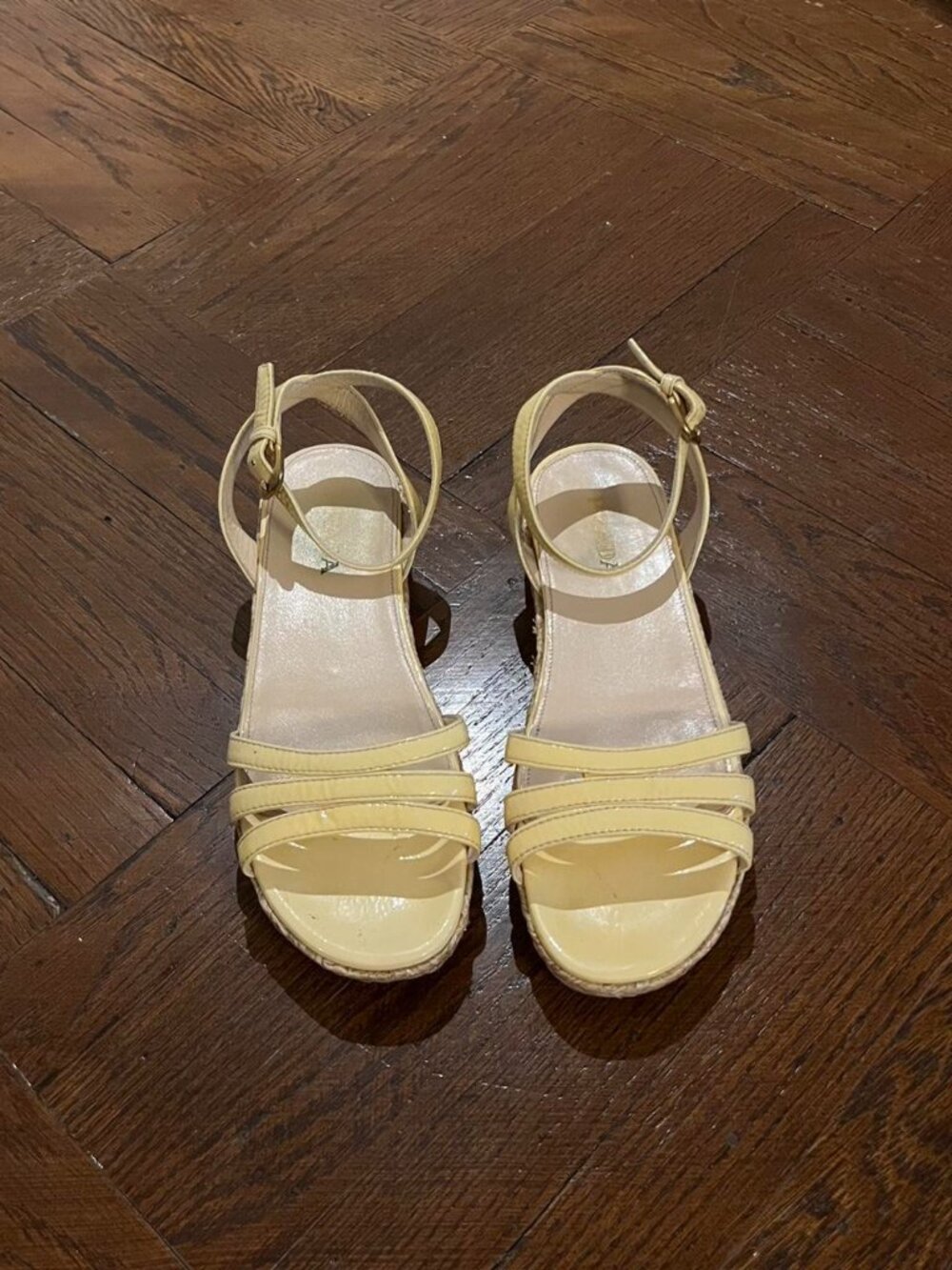Vintage Prada Patent Leather Yellow Sandals